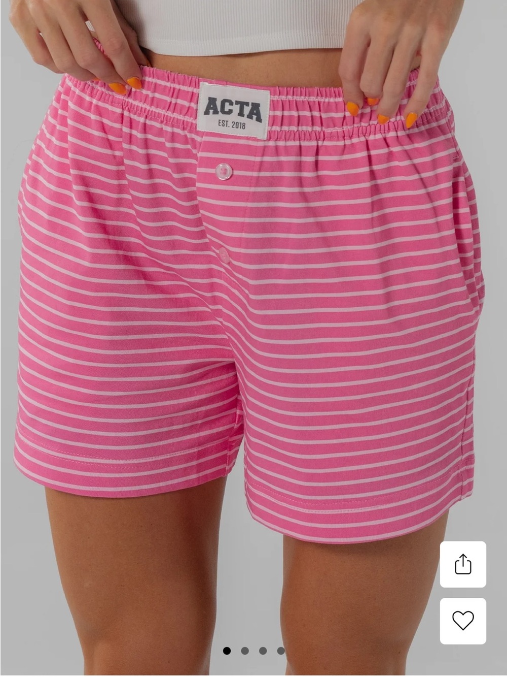 ACTA Pink Striped Athletic Shorts - Women's - Picture 1 of 1